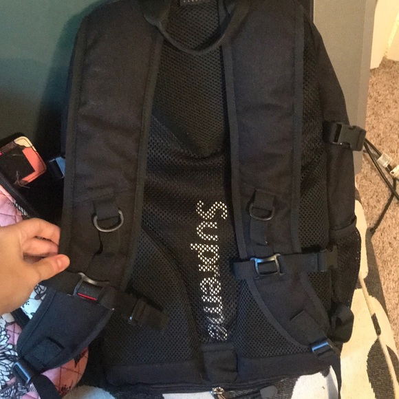 supreme black and white backpack